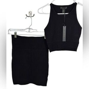 HOUSE OF HARLOW 1960 Crop Top & Pencil Skirt Set Anthropologie Black bodycon